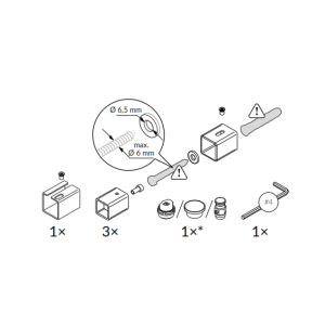 TERMA Zestaw mocowań grzejnikowych MO; Prosty; 42÷50 mm; 4 szt. [metal]